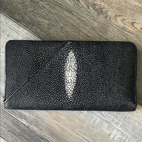 Croton Handbags - Black Stingray Leather Clutch